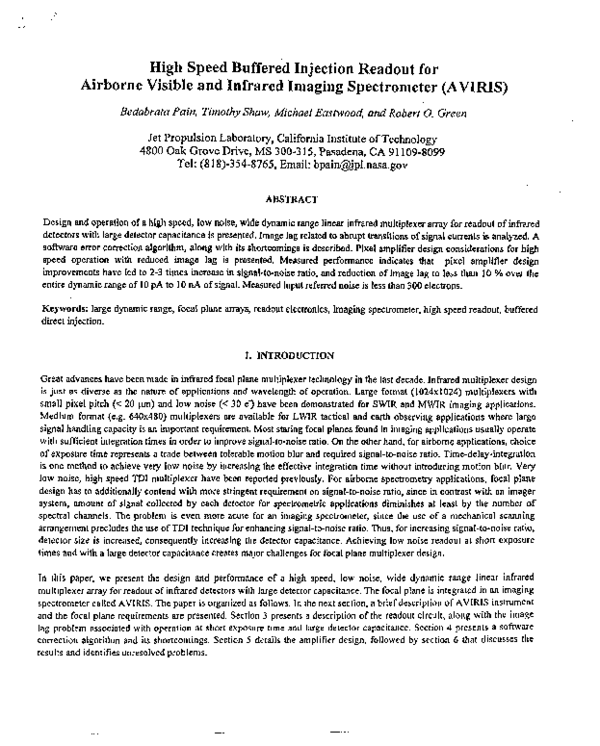 (PDF) High Speed Buffered Injection Readout for Airborne Visible and ...