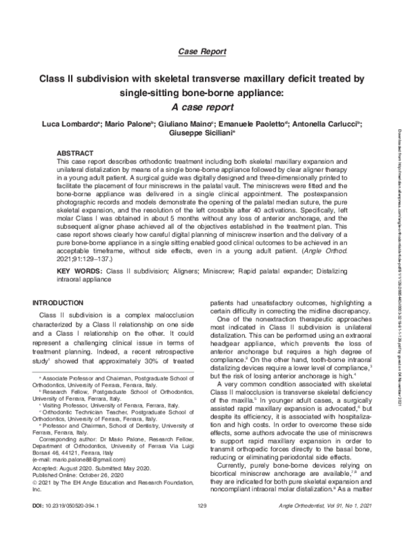 (PDF) Class II subdivision with skeletal transverse maxillary deficit ...