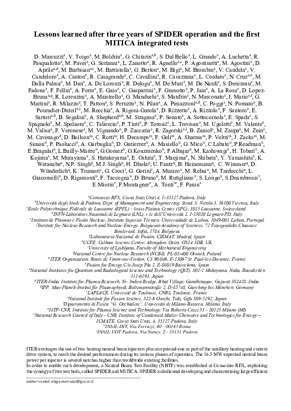 (PDF) Lessons learned after three years of SPIDER operation and the ...