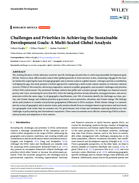 (PDF) Challenges and Priorities in Achieving the Sustainable ...