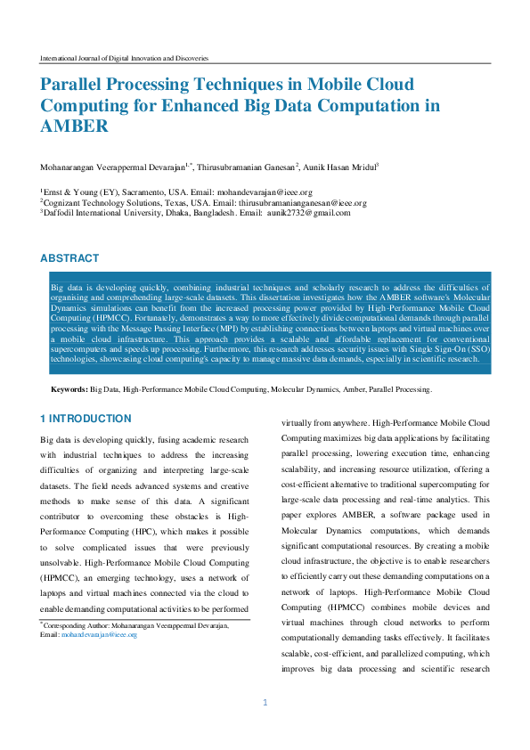 (PDF) Parallel Processing Techniques in Mobile Cloud Computing for ...