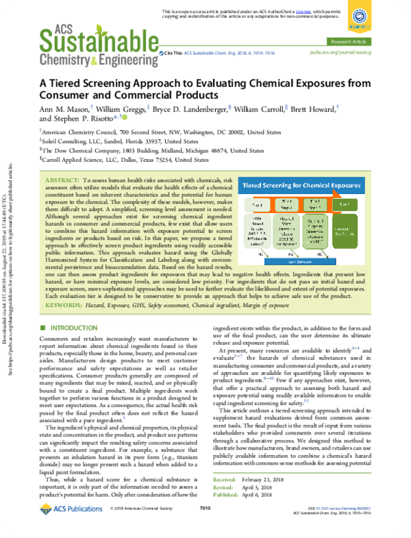 (PDF) A Tiered Screening Approach to Evaluating Chemical Exposures from ...