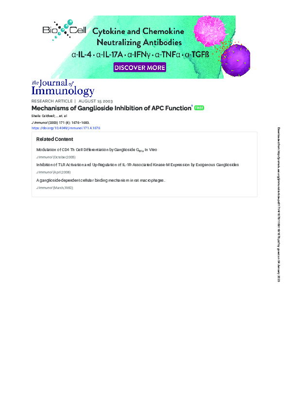 (PDF) Mechanisms of Ganglioside Inhibition of APC Function