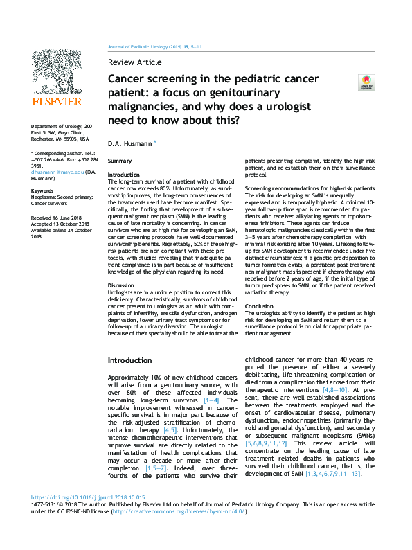 (PDF) Cancer screening in the pediatric cancer patient: a focus on ...