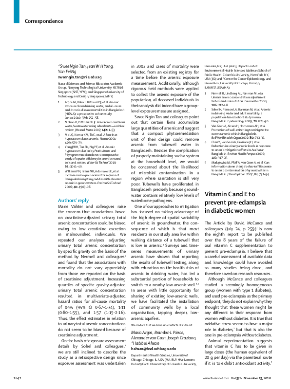 (PDF) Vitamin C and E to prevent pre-eclampsia in diabetic women