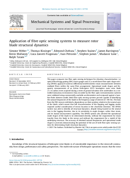 (PDF) Application of fibre optic sensing systems to measure rotor blade ...