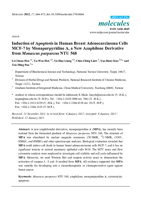 (PDF) Induction of Apoptosis in Human Breast Adenocarcinoma Cells MCF-7 ...