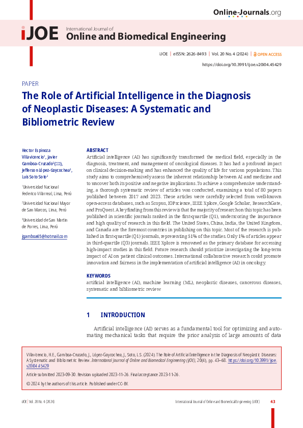 (PDF) The Role of Artificial Intelligence in the Diagnosis of ...