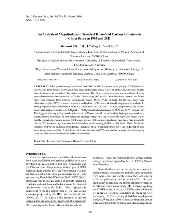 (PDF) An Analysis of Magnitudes and Trends of Household Carbon ...