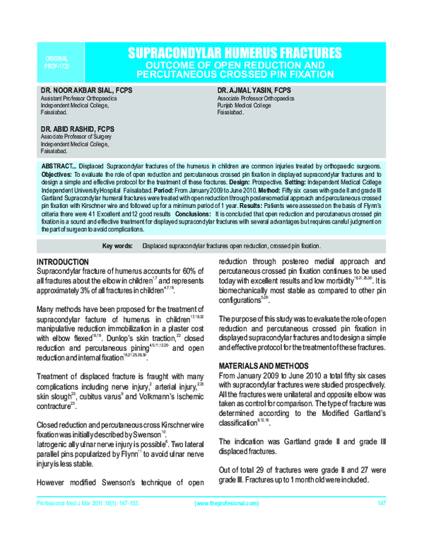 (PDF) Supracondylar Humerus Fractures