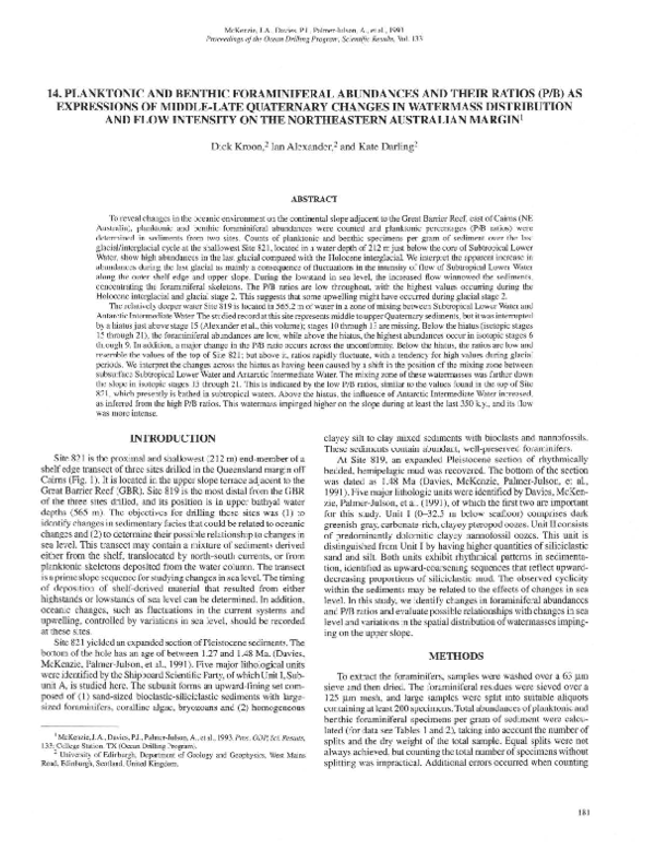 (PDF) Planktonic and Benthic Foraminiferal Abundances and Their Ratios ...