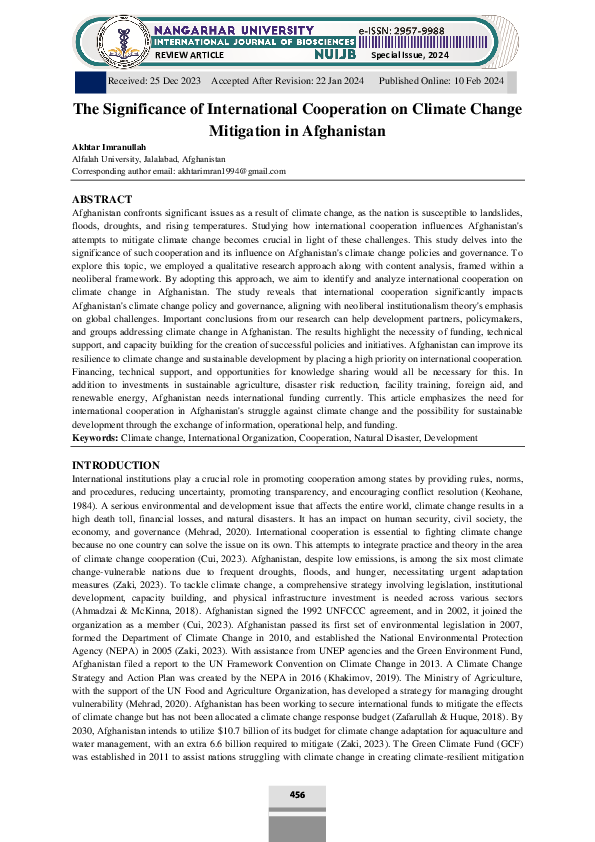 (PDF) The Significance of International Cooperation on Climate Change ...