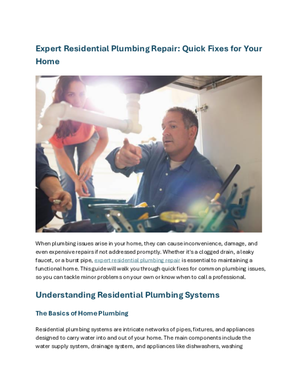 Fresh Look at Pdf Expert Residential Plumbing Repair Quick Fixes For Your Home