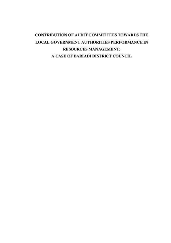 (PDF) Contribution of audit committees towards the Local government ...