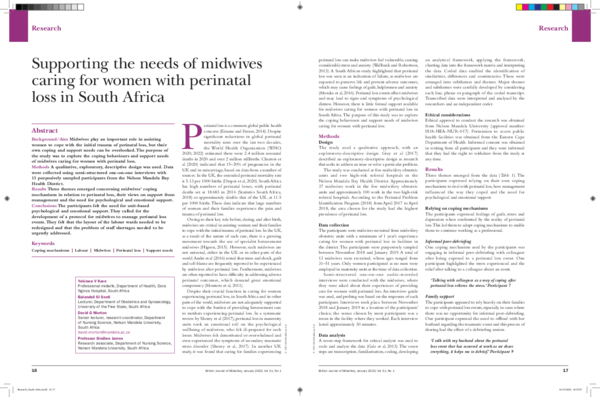(PDF) Supporting the needs of midwives caring for women with perinatal ...