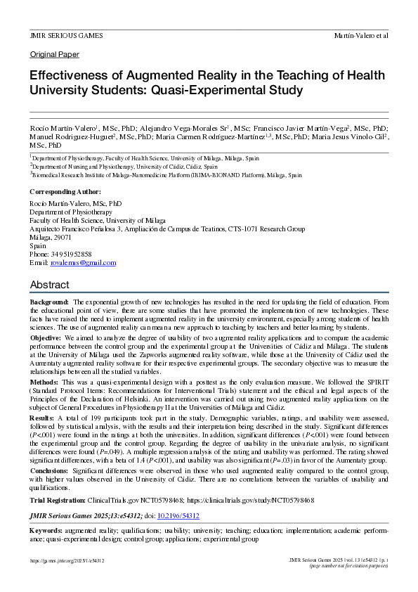 (PDF) Effectiveness of Augmented Reality in the Teaching of Health ...