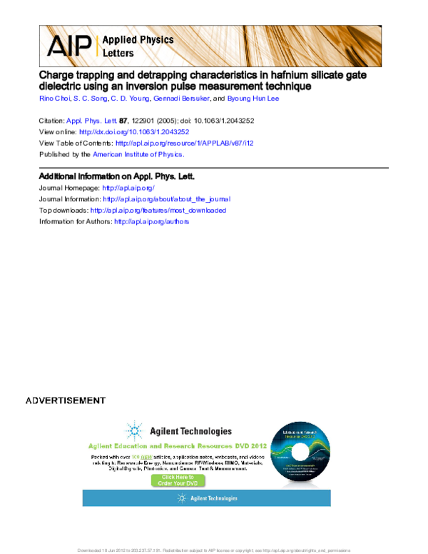 (PDF) Charge trapping and detrapping characteristics in hafnium ...