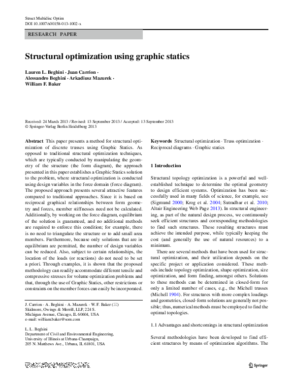(PDF) Structural optimization using graphic statics