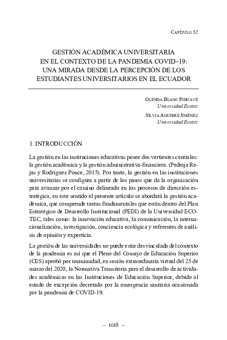 (PDF) GESTIÓN ACADÉMICA UNIVERSITARIA EN EL CONTEXTO DE LA PANDEMIA ...
