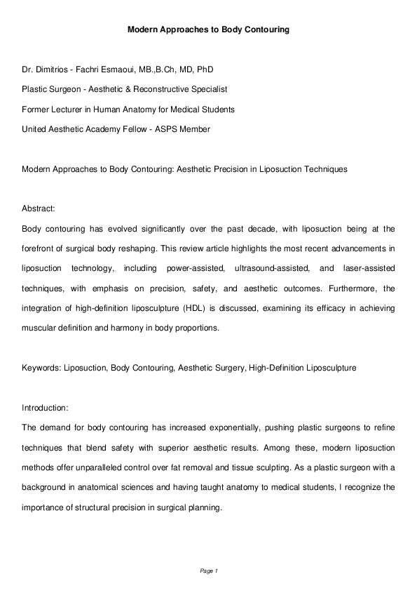 (PDF) Modern Approaches to Body Contouring