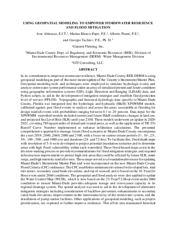 (PDF) Using Geospatial Modeling to Empower Stormwater Resilience and ...