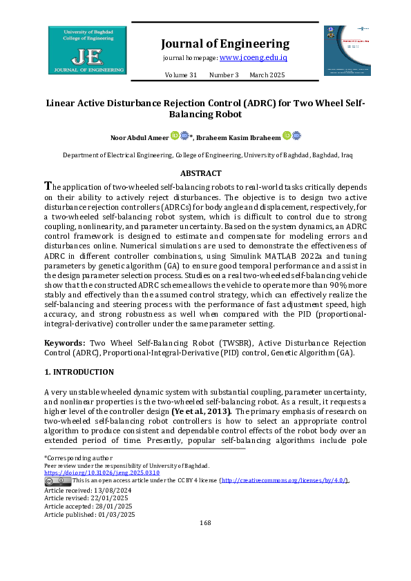 (PDF) Linear Active Disturbance Rejection Control (ADRC) for Two Wheel ...
