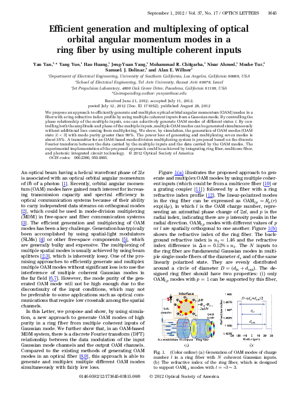 (PDF) Efficient generation and multiplexing of optical orbital angular ...