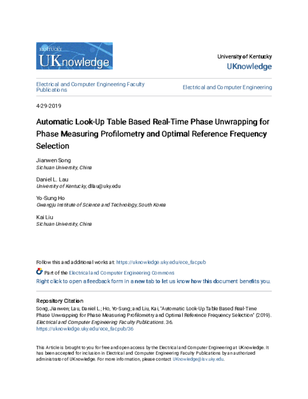 (PDF) Automatic look-up table based real-time phase unwrapping for ...