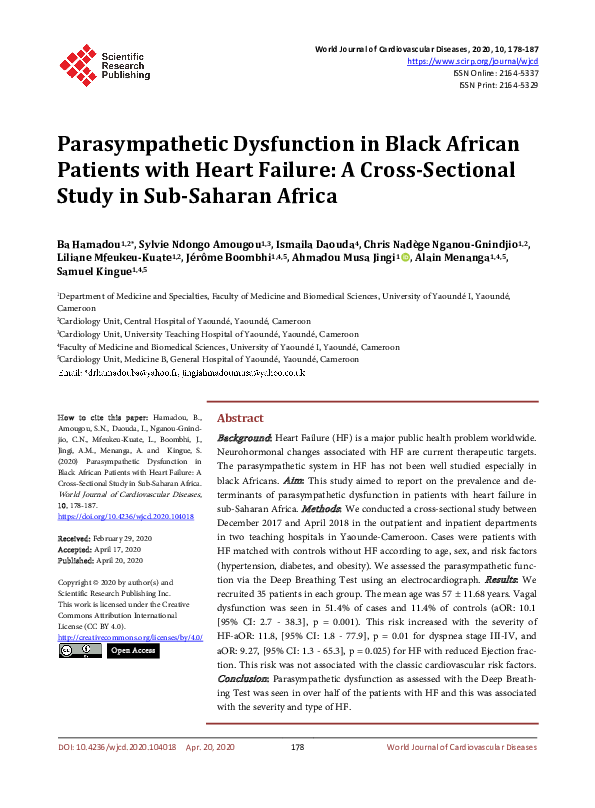 (PDF) Parasympathetic Dysfunction in Black African Patients with Heart ...