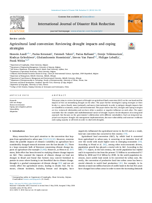 (PDF) Agricultural land conversion: Reviewing drought impacts and ...