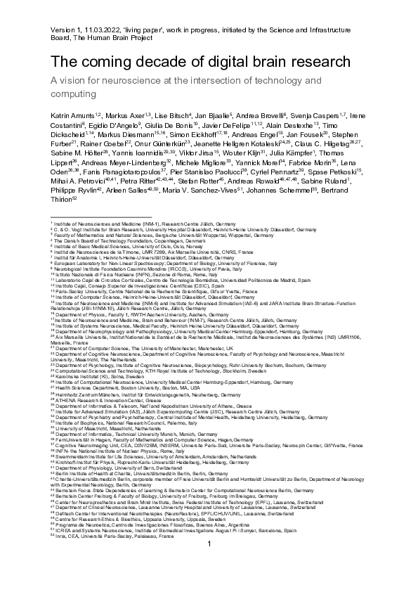 (PDF) The coming decade of digital brain research - A vision for ...