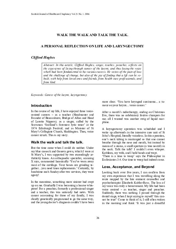 (PDF) Walk the Walk and Talk the Talk: A personal reflection on life ...