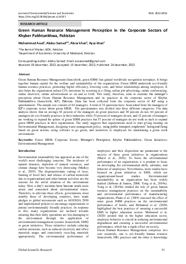 (PDF) Green Human Resource Management Perception in the Corporate ...