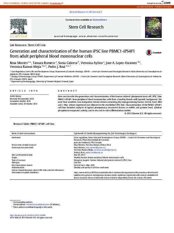 (PDF) Generation and characterization of the human iPSC line PBMC1 ...