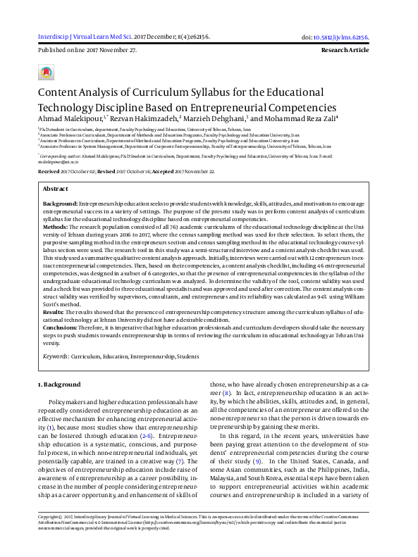 (PDF) Content Analysis of Curriculum Syllabus for the Educational ...