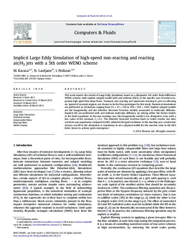 (PDF) Implicit Large Eddy Simulation of high-speed non-reacting and ...