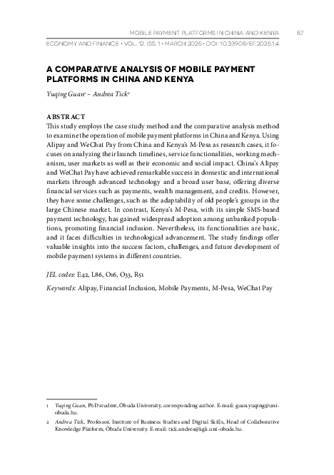 (PDF) A comparative analysis of mobile payment platforms in China and Kenya