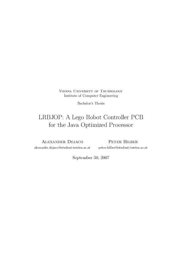 (PDF) LRBJOP: A Lego Robot Controller PCB for the Java Optimized Processor