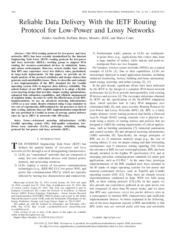 (PDF) Reliable Data Delivery With the IETF Routing Protocol for Low ...