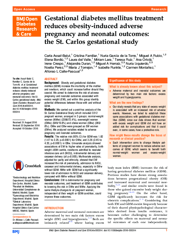 (PDF) Gestational diabetes mellitus treatment reduces obesity-induced ...