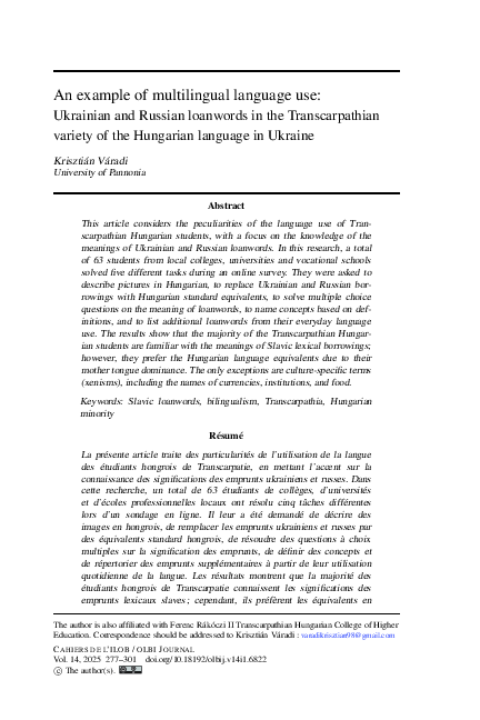 (PDF) An example of multilingual language use: Ukrainian and Russian ...