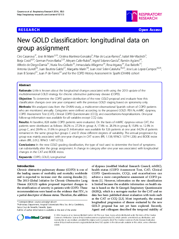 (PDF) New GOLD classification: longitudinal data on group assignment