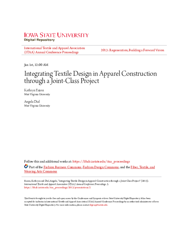 (PDF) Integrating Textile Design in Apparel Construction through a ...