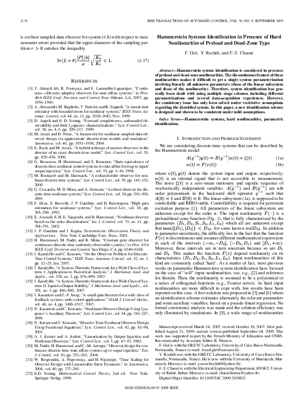 (PDF) Hammerstein Systems Identification in Presence of Hard ...