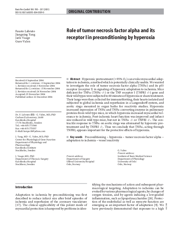 (PDF) Role of tumor necrosis factor alpha and its receptor I in ...