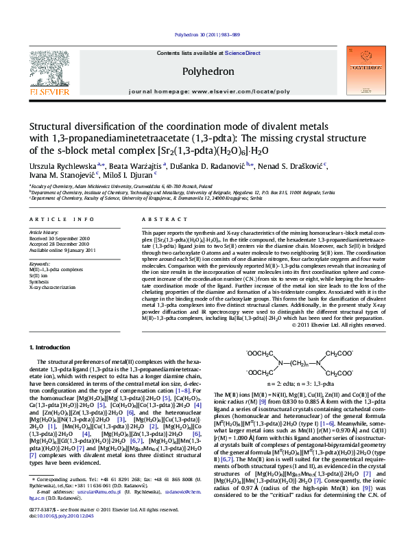 (PDF) Structural diversification of the coordination mode of divalent ...