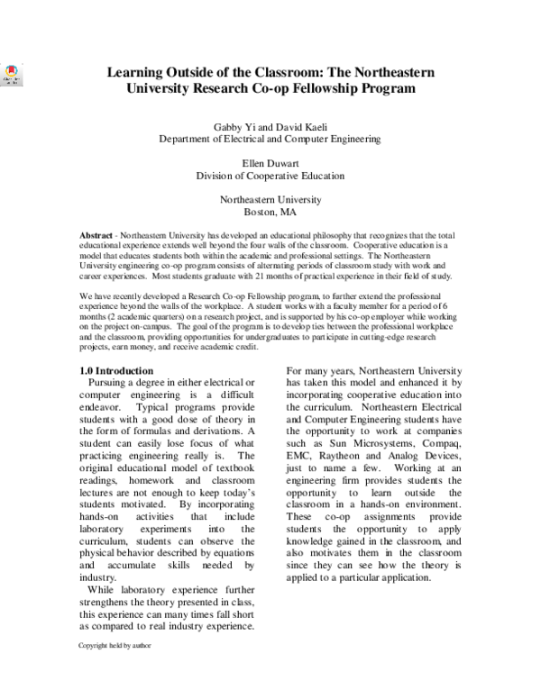 (PDF) Learning outside of the classroom