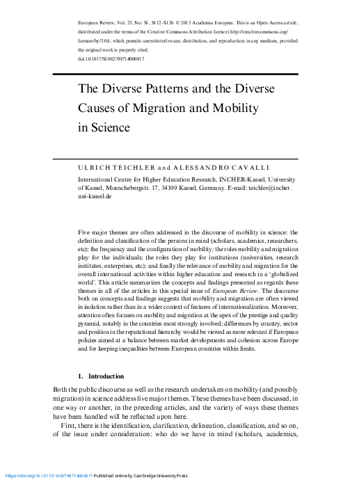 (PDF) The Diverse Patterns and the Diverse Causes of Migration and ...