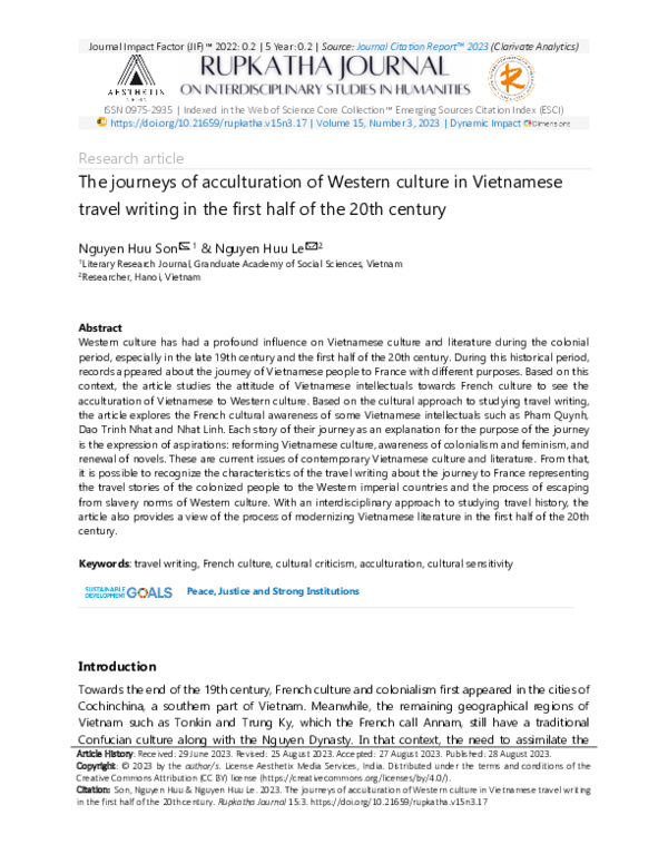 (PDF) The journeys of acculturation of Western culture in Vietnamese ...