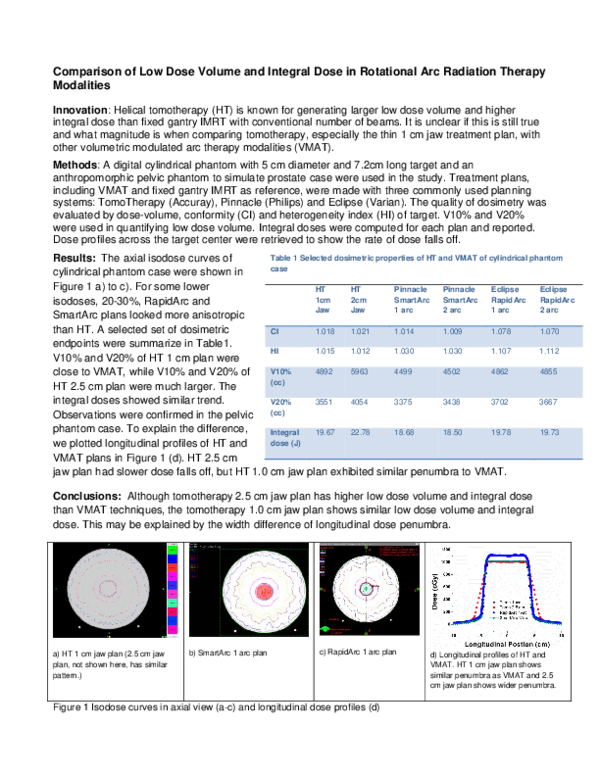 (PDF) SU-E-T-592: Comparison of Low Dose Volume and Integral Dose in ...